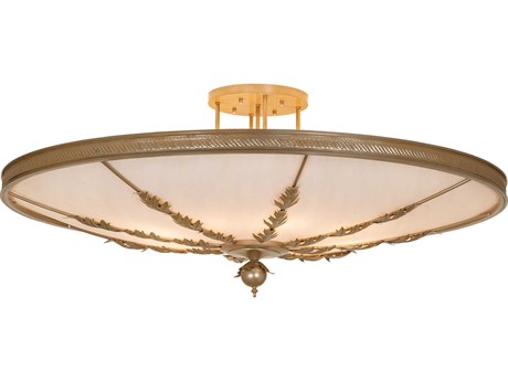 Meyda Hoja 8-Light Champagne Metallic Gold Bowl Semi Flush Mount