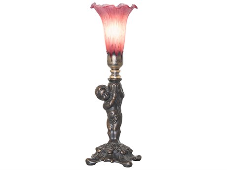 Meyda Tiffany Pond Lily Lavender Glass Table Lamp