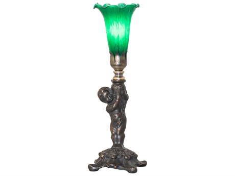 Meyda Tiffany Pond Lily Green Glass Table Lamp