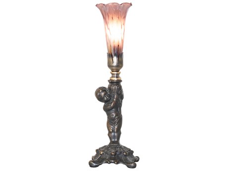 Meyda Pond Lily Purple Iridescent Glass Table Lamp