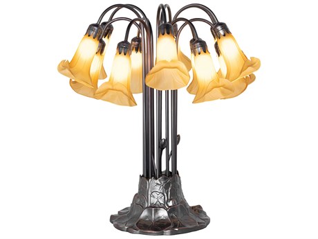 Meyda Tiffany Pond Lily Amber Glass Table Lamp