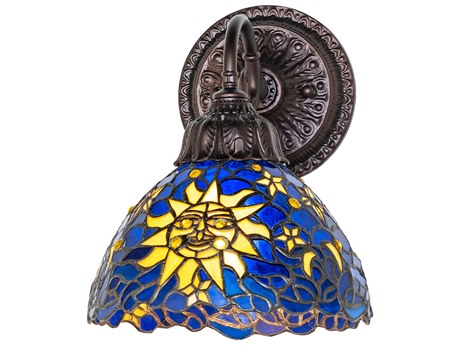 Meyda Sun Moon Stars 1-Light Mahogany Bronze Traditional Wall Sconce