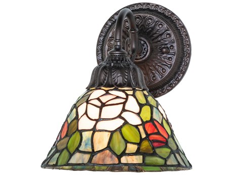 Meyda Tiffany Rosebush 1-Light Mahogany Bronze Traditional Wall Sconce