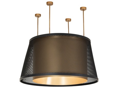 Meyda Cilindro Weave-Tex Gold Metallic Flat Black Pendant