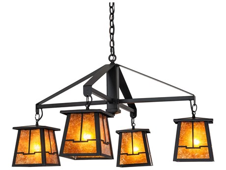 Meyda Bungalow 4-Light Flat Black Traditional Chandelier