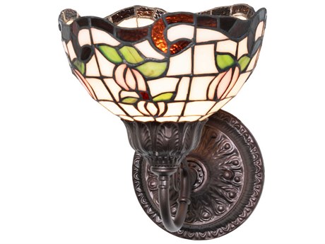 Meyda Roseborder 1-Light Mahogany Bronze Traditional Wall Sconce