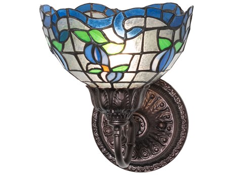 Meyda Roseborder 1-Light Mahogany Bronze Traditional Wall Sconce