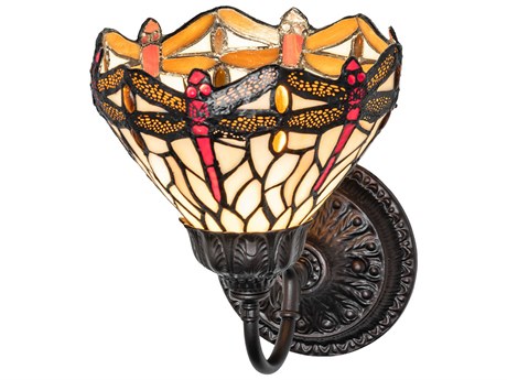 Meyda Tiffany Hanginghead Dragonfly 1-Light Bronze Traditional Wall Sconce
