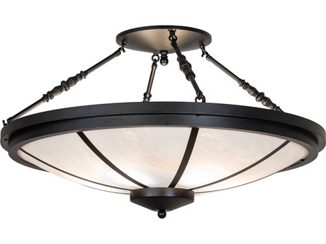 Meyda Commerce 6-Light Textured Black Bowl Semi Flush Mount