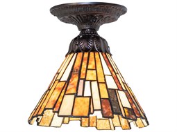 Meyda 8-Light Copper Glass Geometric Flush Mount | MY184447