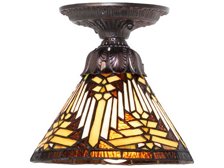 Meyda Nuevo 1-Light Mahogany Bronze Traditional Flush Mount