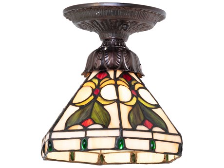 Meyda Middleton 1-Light Mahogany Bronze Traditional Flush Mount