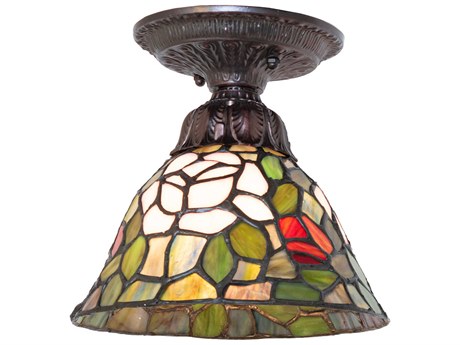 Meyda Tiffany Rosebush 1-Light Mahogany Bronze Traditional Flush Mount