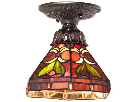 Meyda Middleton 1-Light Mahogany Bronze Traditional Flush Mount