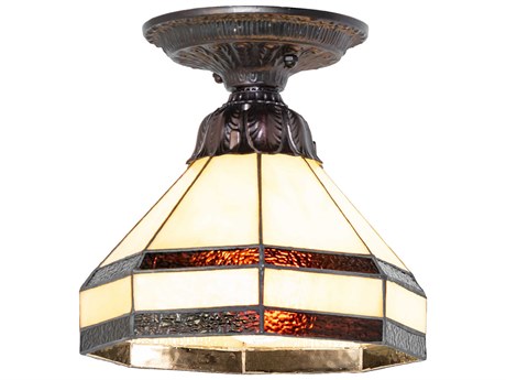 Meyda Topridge 1-Light Bronze Traditional Flush Mount