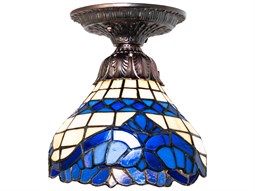 Meyda 8-Light Copper Glass Geometric Flush Mount | MY184447