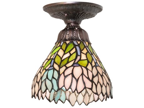 Meyda Wisteria 1-Light Mahogany Bronze Traditional Flush Mount