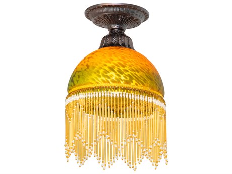 Meyda Roussillon 1-Light Mahogany Bronze Orange Traditional Dome Flush Mount