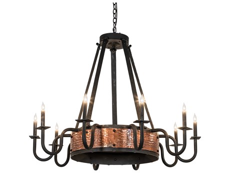 Meyda Costello 10-Light Costello Black Vintage Hammered Copper Chandelier