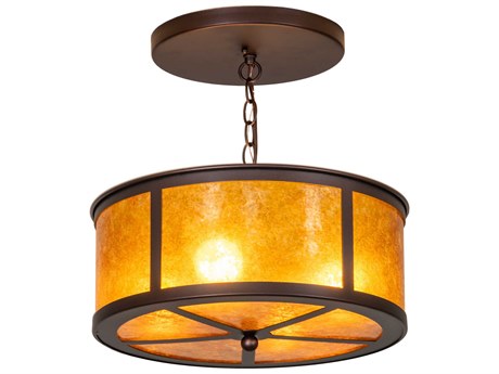 Meyda Smythe Craftsman 4-Light Mahogany Bronze Semi Flush Mount