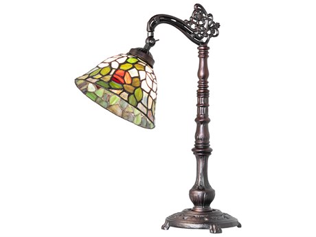 Meyda Tiffany Rosebush Mahogany Bronze Desk Lamp