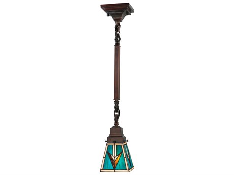 Meyda Valencia 1-Light Mahogany Bronze Glass Tiffany Mini Pendant