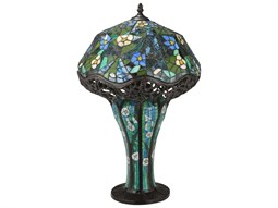 Meyda Pine Needle Mahogany Bronze Glass Table Lamp | MY251508