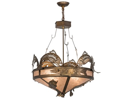 Meyda Catch Of The Day 12-Light Antique Copper Glass Pendant
