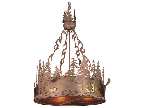 Meyda Moose At Dusk 12-Light Rust Brown Glass Pendant