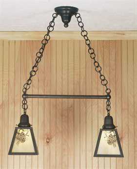 Meyda Winter Pine 2-Light Brown Traditional Linear Island Pendant
