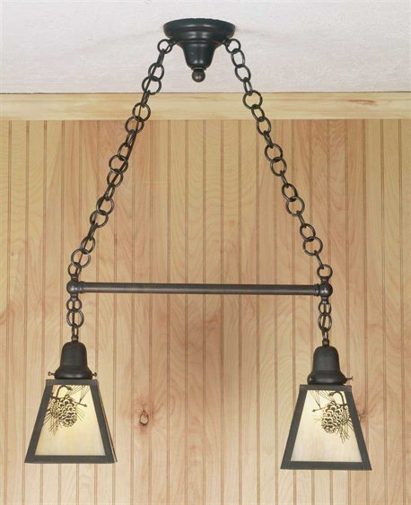 Meyda Winter Pine 2-Light Brown Traditional Linear Island Pendant