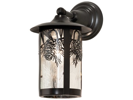 Meyda Fulton 1-Light Craftsman Brown Clear Glass Wall Sconce