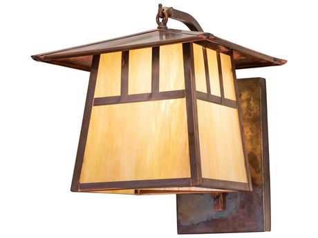 Meyda Stillwater Double Bar Mission 1-Light Brass Glass Wall Sconce