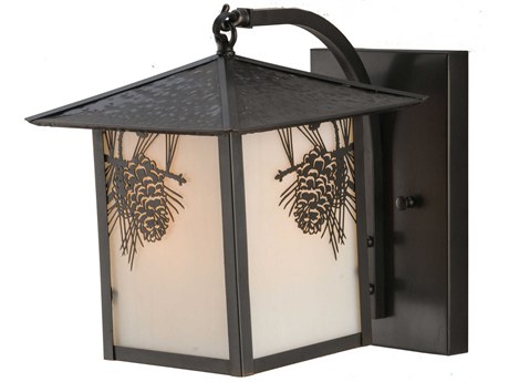 Meyda Seneca Winter Pine Craftsman Brown Glass Wall Sconce