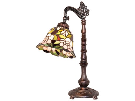 Meyda Begonia Mahogany Bronze Desk Lamp