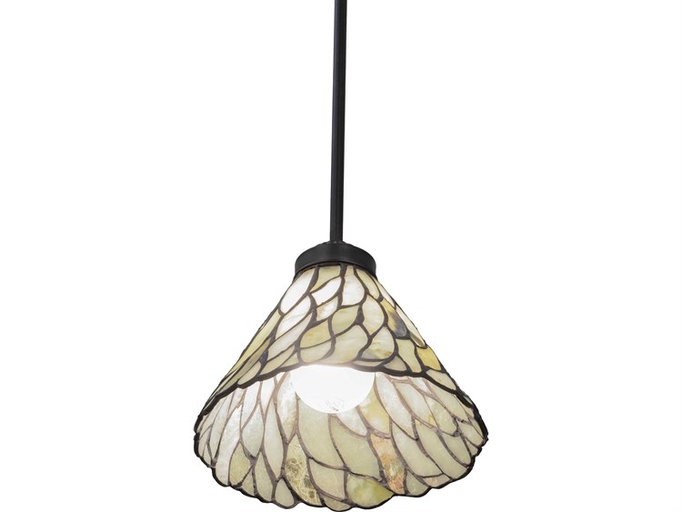 Meyda Willow 1-Light Black Tiffany Traditional Mini Pendant