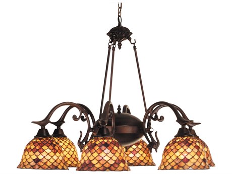 Meyda Tiffany Fishscale 6-Light Bronze Traditional Chandelier