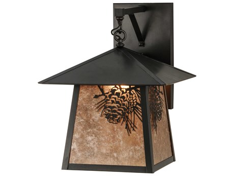 Meyda Stillwater 1-Light Craftsman Brown Glass Wall Sconce