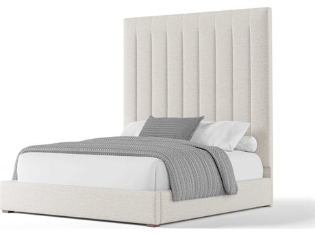 Nativa Interiors Moyra Vertical Channel Tufted High White Upholstered Panel Bed