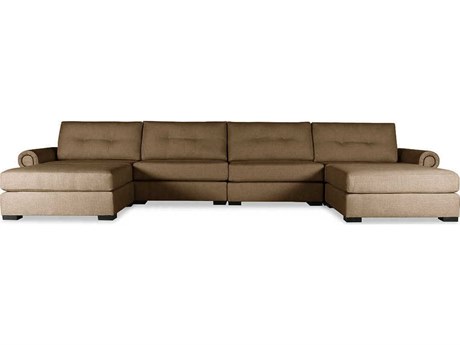 Nativa Interiors Sylviane Buttoned 6 - Pieces Upholstered Sectional Sofa with Double Ottoman