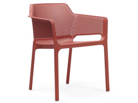 Nardi NET Fiberglass Resin Corallo Stackable Dining Arm Chair