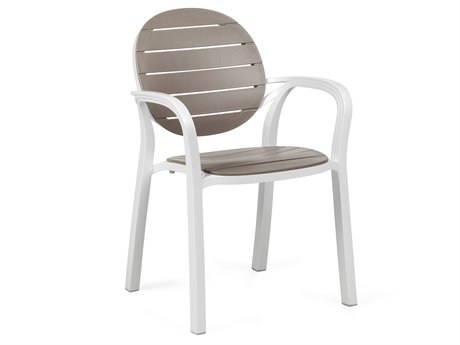 Nardi Palma Fiberglass Resin Bianco / Tortora Stackable Dining Arm Chair