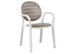 Nardi Palma Fiberglass Resin Bianco / Tortora Stackable Dining Arm Chair