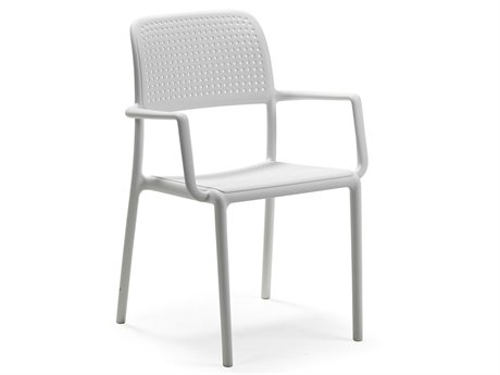Nardi Bora Fiberglass Resin Bianco Stackable Dining Arm Chair