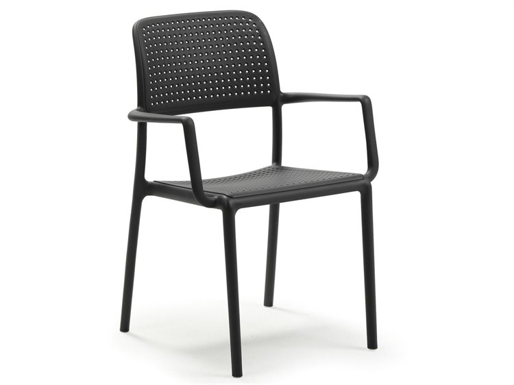 Nardi Bora Fiberglass Resin Antracite Stackable Dining Arm Chair
