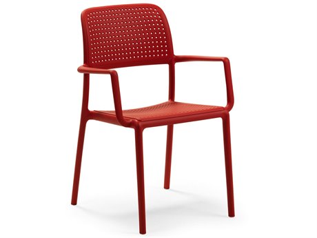 Nardi Bora Fiberglass Resin Rosso Stackable Dining Arm Chair