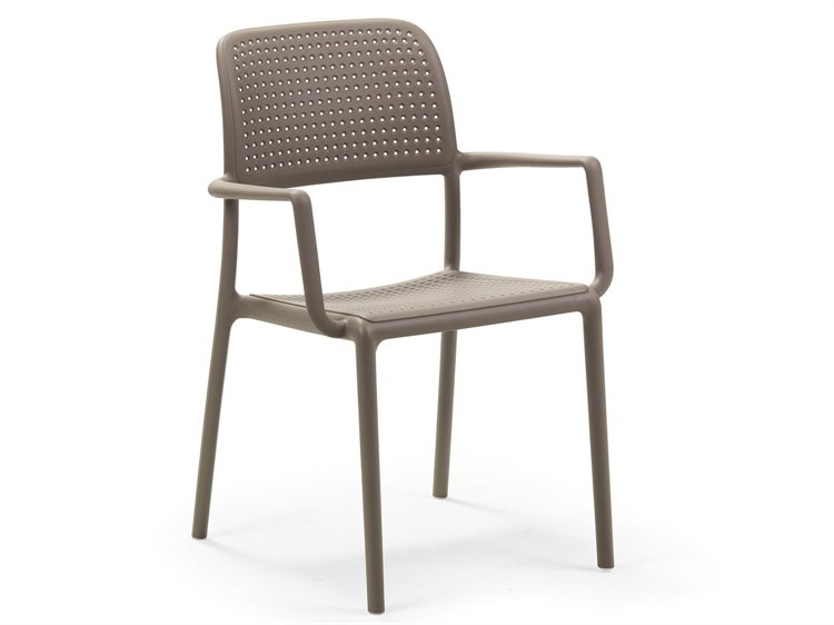 Nardi Bora Fiberglass Resin Tortora Stackable Dining Arm Chair