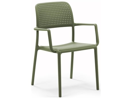 Nardi Bora Fiberglass Resin Agave Stackable Dining Arm Chair