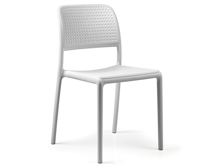 Nardi Bora Fiberglass Resin Bianco Stackable Bistro Side Chair