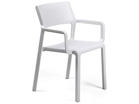 Nardi Trill Fiberglass Resin Bianco Stackable Dining Arm Chair